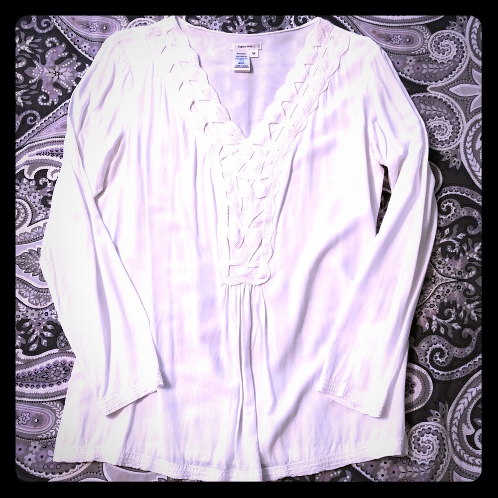 Sophie Max Medium Long Sleeve Embroidered Neckline